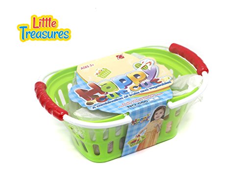 Little Treasures Play Cut Toy Food Fruit Take-Apart Toys Pretend Play Cut Slice & Chop Toy Foods With Cutting-Board, Fake Knife And Kids Toddles Shopping Basket (9 Piece Set) - Thumbnail 4