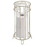 InterDesign Twigz Free Standing Toilet Paper Holder – Spare Roll Storage for Bathroom, Pearl Champagne