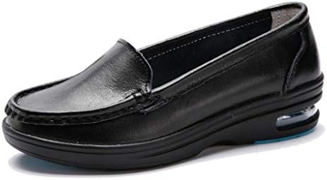 TRULAND Women's Leather Nurse Shoes All White/Black Comfortable Lightweight Air Cushion Slip Resistant Work Nursing Shoes