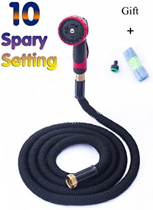 LVEA Hose Expandable Flexible Garden Hose Brass Fittings with Connectors 9-pattern Spray Gun Great for Watering Garden Cleaning Window Floor Washing Car Pets