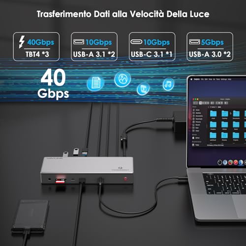 WAVLINK Thunderbolt 4 Docking Station 12-in-1.98W PD,Single 8K or Dual 4K Display for MacBook Pro/Air Thunderbolt 4/3,USB-C/USB 4 Windows