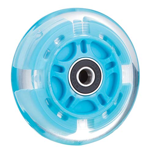 AOWISH 2-Pack Light Up Scooter Rear Wheels 80mm LED Flashing Inline Skates Replacement Wheel with Bearings ABEC-9 for Toddle Kids Adjustable 3-Wheel Kick Scooters (Blue)