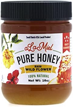 aLaMiel Raw Wild Flower Honey 100% Natural Local Pure Domestic Honey with Health Benefits Unheated, Unprocessed, Unfiltered Gluten Free | 1 lb Made in USA | 16 oz or 454 grams | Plastic Bottle