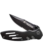 Smith & Wesson Extreme Ops SWA24S 7.1in S.S. Folding Knife with 3.1in Serrated Clip Point Blade and Aluminum Handle for Outdoor, Tactical, Survival and EDC