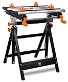 WEN WB2322 24-Inch Height Adjustable Tilting Steel Portable Work Bench and Vise with 8 Sliding Clamps