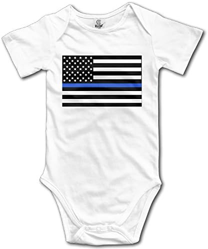 Support The Police Thin Blue Line American Flag Cute Vintage Baby Creeper Bodysuit In 4 Sizes