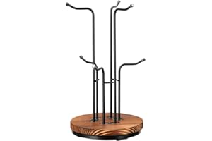 Ludnsghsjk Coffee Mug Holder on Counter with 6 Hooks, 360° Rotating Mug Tree for Cups, Metal for Countertop Cup Rack Stand