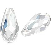 Beebeecraft 1 Box 40Pcs Faceted Glass Beads 10x20mm Clear Top Drilled Teardrop Beads Spacer Beads Dangle Pendant for Jewelry Making Chandelier DIY Project Earring Necklaces Bracelets Crafts