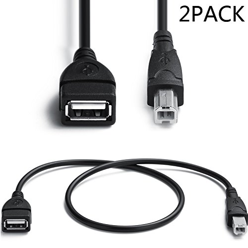 2 PACK USB 2.0 Cables A Female to USB B Male Cable for Printer cables length is 20 inches A/F to B/M Type-A F to B M Cable Extender Connection Cable(USB_A/F-USB_B/M Cables, Black)
