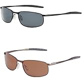 ZHILE Polarized Sunglasses for Men, 8-base Curve Wrap Metal Frame for Fishing Sporting Driving with Sunglasses Case