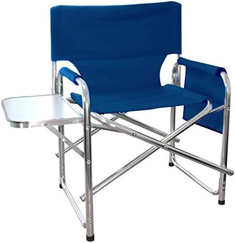 Blue Mp Essentials Strong Sturdy Portable Travel Sports Directors Chair With Pockets Table Folding Chairs