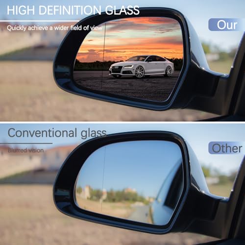 Rear View Mirror Glass Compatible with Audi A3 A4 A5 External Left Heated Aspherical Mirror Car Rear View Mirror Replacement with Panel