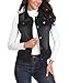 MISS MOLY Women's Black Denim Vest Jean Jackets Cropped Washed Classic Vintage Western Pockets S