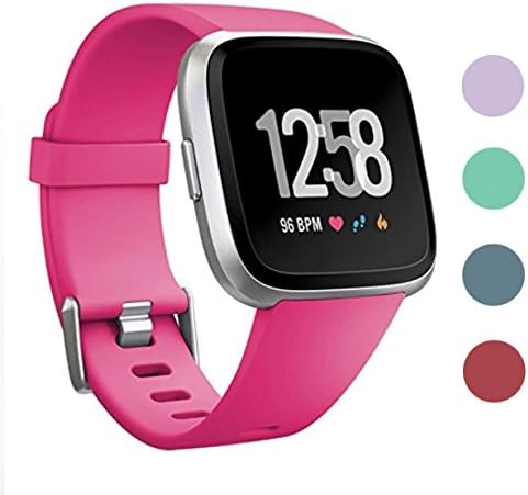 Red Fox Tail Adjustable Silicone Sport Replacement Band for Fitbit Versa Smartwatch (Hot Pink, Small)