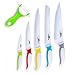 G.a HOMEFAVOR 6-piece Knife Set Nonstick Coated Chef Knife Set With Peeler Colourful Handle