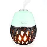 Zanflare LED Flame Lamp Aroma Diffuser, Flicker Atmosphere Lamp with Ultrasonic Aroma Air Diffuser, Mist Ultrasonic Aroma Humidifier Oil Diffuser, LED Color Changing Timer Function Dancing Flame Light