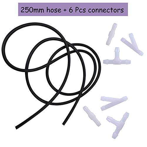 BingSnow 7 Pcs Windshield Washer Hose Nozzle Connector Kit - 250cm Washer Fluid Hose with 6 Pcs Hose Nozzle Connectors(White) for Most Car