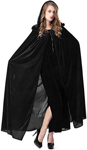 Halloween Cloak Full Length Crushed Velvet Hooded Cape Cosplay Costume