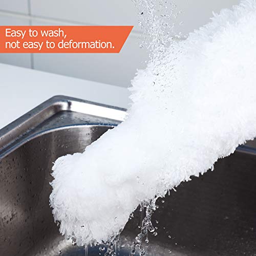 CLEANHOME Microfiber Feather Duster with Extension Pole and 1 Extra Duster Refill，for Cleaning High Ceiling Fan, Interior Roof, Cobweb, Computer Screens, Car,White - Thumbnail 4