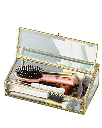 YinZhiBoo Beveled Glass Box Makeup Organizer Proof box Keepsake Box Wedding Card Holder Reception Card Box Home Decor Display