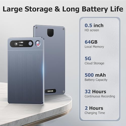AI Voice Recorder, Note Voice Recorder with AI Transcribe and Summarize, 64GB Portable Digital Recorder Supports 134 Languages Voice to Text with App Control, Recording Device for Lectures Meetings