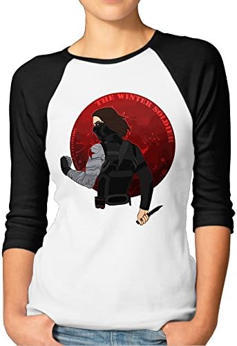 AYASHOP Women's Bucky Barnes The Winter Soldier-d7do6yu 3/4 Sleeve 100% Cotton Baseball Tee/T Shirts Black