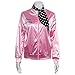 1950s Pink Satin Jacket with Neck Scarf Grils Women Danny Halloween Costume Fancy Dress (XXX-Large)