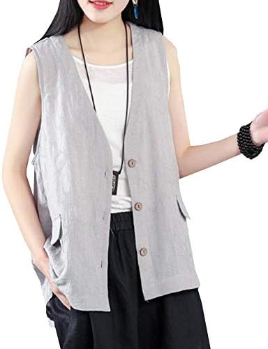 Amazon Yunhen ベスト レディース 綿 麻 ジレ ゆったり 無地 サマーベスト 通気 カジュアル トップス 夏 チョッキ 3グレー ベスト 通販