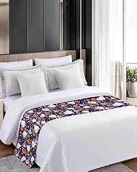 Halloween Purple Bed Runner Scarf King Size,Black