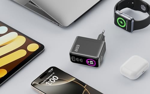 - Caricatore Multiplo USB-C 65W GaN con Display LED, Ricarica Rapida per Laptop, Smartphone e Tablet — foto 7 di 7