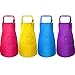 Yaomiao 4 Pieces Kids Apron with Pocket Children Adjustable Chef Apron for Cooking Baking Painting (Rose Red, Yellow, Blue, Purple,M for 7-13 Age)