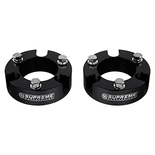 Supreme Suspensions - Front Leveling Kit for Toyota Tacoma 4Runner FJ Cruiser 3" Front Suspension Lift Aircraft Billet Strut Spacers 2WD 4WD (Black)