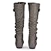 Twisted Women's Faux Leather Slouchy Buckle Strap Mid Calf Boots - VAN0109 GREY, Size 10