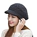 HINDAWI Winter Hats for Women Outdoor Warm Knit Snow Ski Crochet Skull Cap with Visor Black