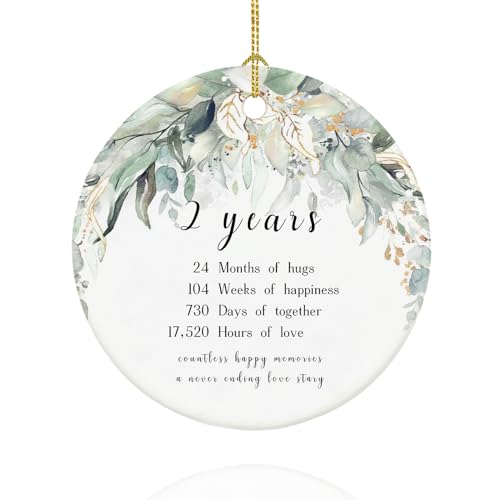 2nd Anniversary Ornament 2026, 2 Year Mr and Mrs Gifts for Couple, 2 Year Anniversary for Her, 2.9" Ceramic Keepsake Gifts for 2nd Year Wedding Christmas Ornament 2026 at Amazon