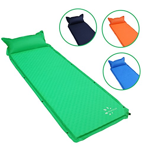 FRUITEAM Self Inflating Camping with Pillow Lightweight Foam Pad for Backpacking Tent Car Sleeping Mattress