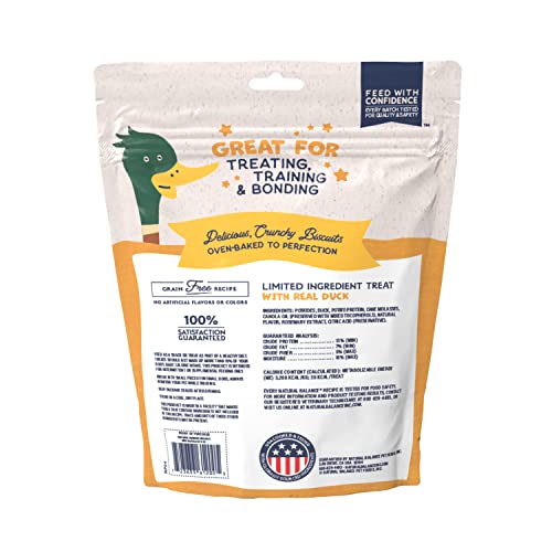 NATURAL BALANCE LIMITED INGREDIENT REWARDS CRUNCHY BISCUITS, GRAIN-FREE DOG TREATS FOR ADULT DOGS OF ALL BREEDS, DUCK RECIPE, 28 OUNCE (PACK OF 1)