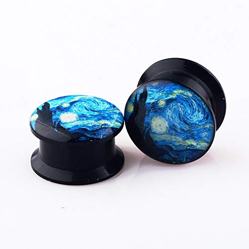 TIANCI FBYJS 5 Pairs Ear Gauge Plugs Black Acrylic Screw Fit Ear Plug Flesh Tunnel Body Piercing Jewelry (8mm=0g)