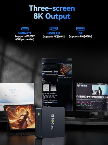 GMKtec M6 Ultra Gaming Mini PC Zen 4 Ryzen 5 7640HS (Upgraded 6600H/ 6800H/U), 32GB RAM DDR5 1TB SSD Dual NIC LAN 2.5GbE Desktop Computers Office Home/Triple 4K Display/WiFi 6/USB4/BT 5.2/DP/HDMI 2.0