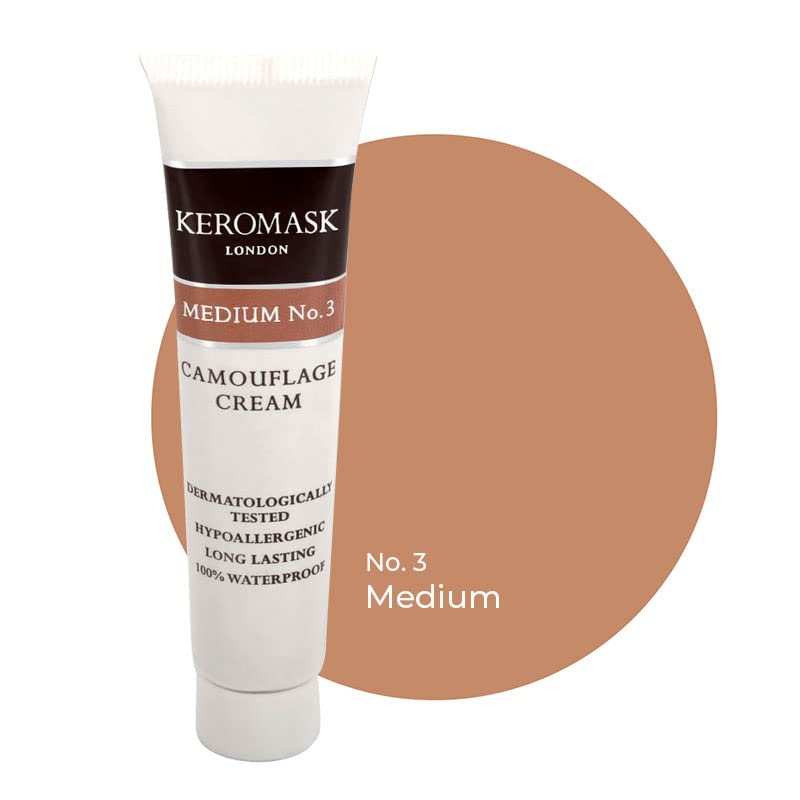 Keromask Full Coverage Hypoallergenic Concealer Shade MEDIUM No 3 to Camouflage Vitiligo, Tattoos, Redness and Rosacea, Waterproof and Suitable for All Skin Types 1 x 15ml — image 1