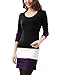 Allegra K Women Scoop Neck Long Sleeve Colorblock Panel Slim Fit Tunic Shirt Small / US 6 Black