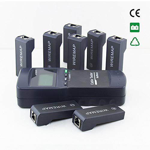 KOLSOL Network LAN Cable Tester,AT239 Cat5 RJ45 Network Cable Tester Wire Length Tester with 8 Remote Units Phone Cable Tester Meter Mapper