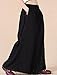Mordenmiss Women's Linen Wide Leg Elastic Waistband Pants with Pockets Large Black