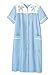 AmeriMark Women Calf-Length Snap Front Knit Duster House Coat Robe – Loose-Fitting Plush Bathrobe - Short Sleeve Bath Robe