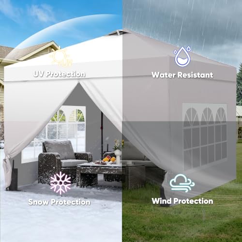 GDY 10x10 Pop Up Canopy Tent with 4 Sidewalls, Easy Setup Outdoor Gazebo for Parties, Beach & Camping image 18