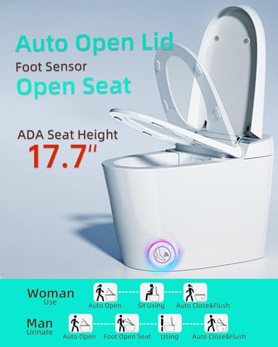 EPLO X9 Smart Toilet with Foam Dispenser, Auto Open/Close, ADA Comfort Height, Auto Flush, Blackout can Flush, Heated Seat,One Piece Elongated Bidet Toilet with Tank Built in,1000 Gram MaP Flush Score
