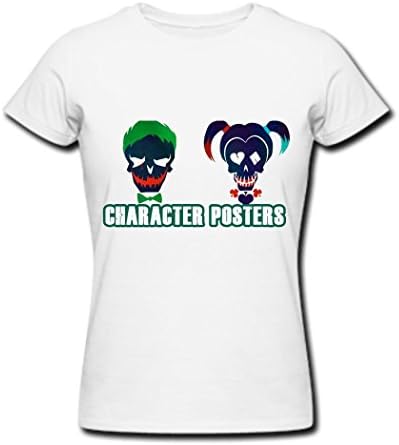 ZHEDZU Women's Suicide Squad Character Poster Cool T Shirt Cotton White XXL