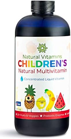 Natural Vitamins Childrens Complete Liquid Multivitamin ★ 20 Fruits & Veggies ★ Immune & Digestive Support ★ All Essential Vitamins & Minerals ★ Toddlers & Kids Ages 1-12 ★ 16 floz ★ 32 Day Supply