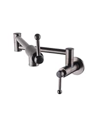 Home Improvement: LORDEAR Commercial Stainless Steel Pot Filler Folding Stretchable Double Joint Swing Arm Oil Rubbed Bronze Wall Mount Kitchen Faucet, Single Hole Two Handle Kitchen Sink Faucet - LORDEAR