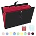 Phyxin Expanding File Folders 5 Pockets Document Organizer A4 Letter Size Plastic File Folder with Labels Document Holder for Business School Supplies Black